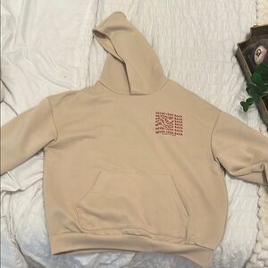SHEIN Beige Hoodie with Inspirational Text